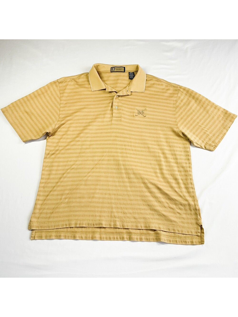 Warren Golf Course of Notre Dame Polo Shirt Gold Striped Cotton Bamboo Medium